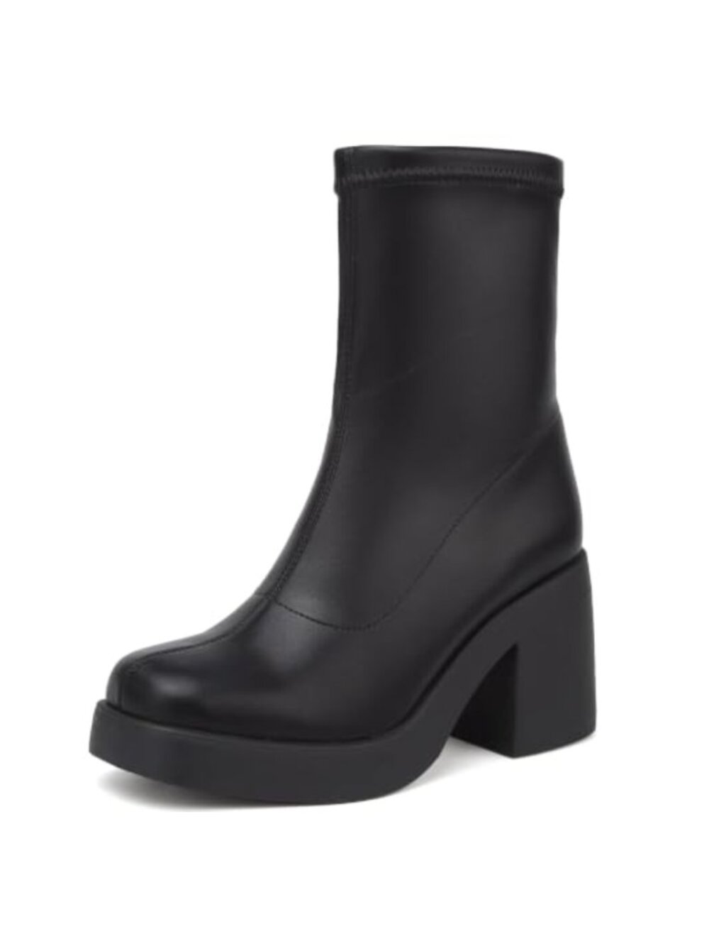Platform Chelsea Boots with Side Zip and Block Heel for Women